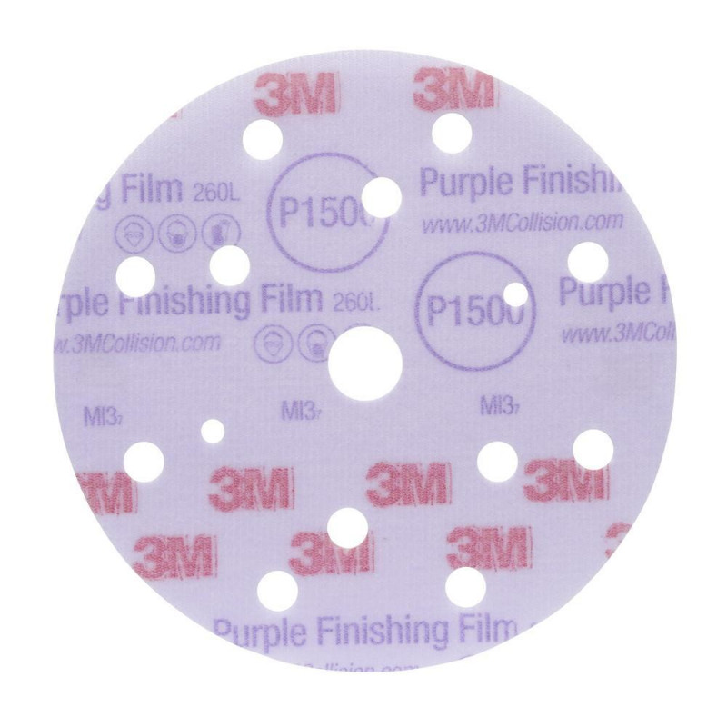 3M P800 150mm, Hookit Purple Finishing Film Disc 260L+, 15 H, Qty