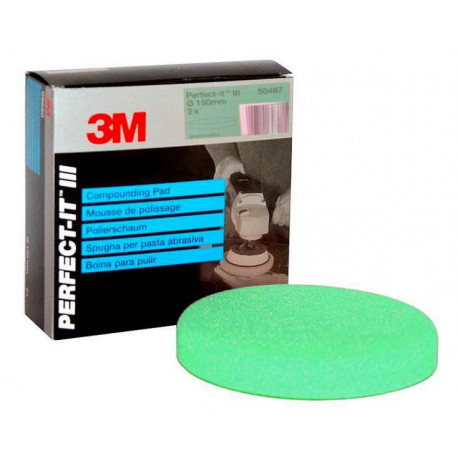 3M Perfect-It Fast Cut Foam Compounding Pad, Green, 150 mm