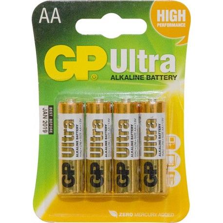 GP Batteries 'Ultra' Alkaline AA Batteries, Pack of 4