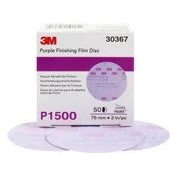 3M P1500 75mm Purple Hookit Film Disc, Plain, Pack of 50