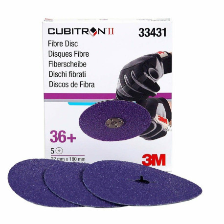 3M P36+ Cubitron II Fibre Disc 180 x 22mm, Pack of 5