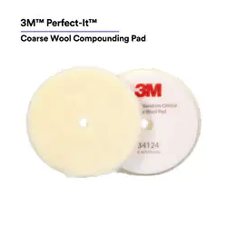 3M Random Orbit Coarse Wool Pad, White, 130mm (5"), Pack of 2