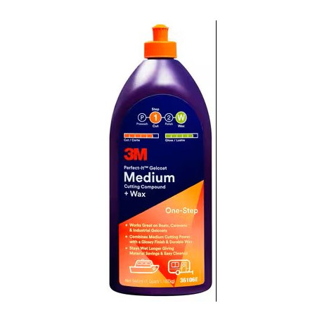 3M Perfect It Gelcoat Medium Cutting Compound + Wax, 946ml