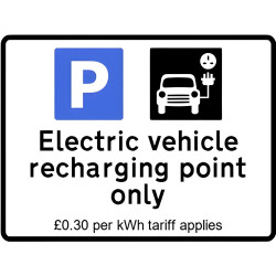 Aluminium - EV Recharging Point with Tariff Charge Sign